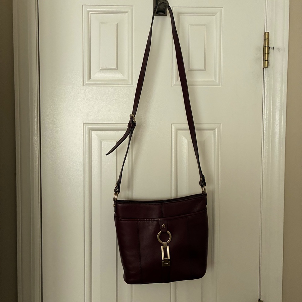 Etienne Aigner Luxury Women’s BurgundyOxblood Leather Crossbody Purse